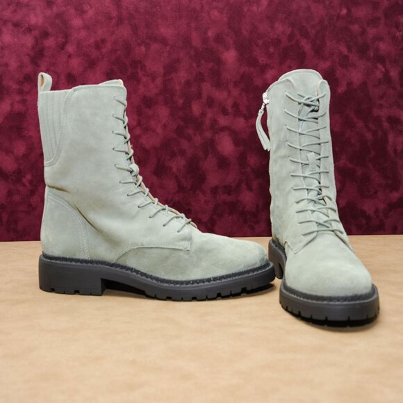 Sam Edelman Women Lex Green Khaki Zip Lace-up Combat Boots sz 8.5 - Picture 4 of 8